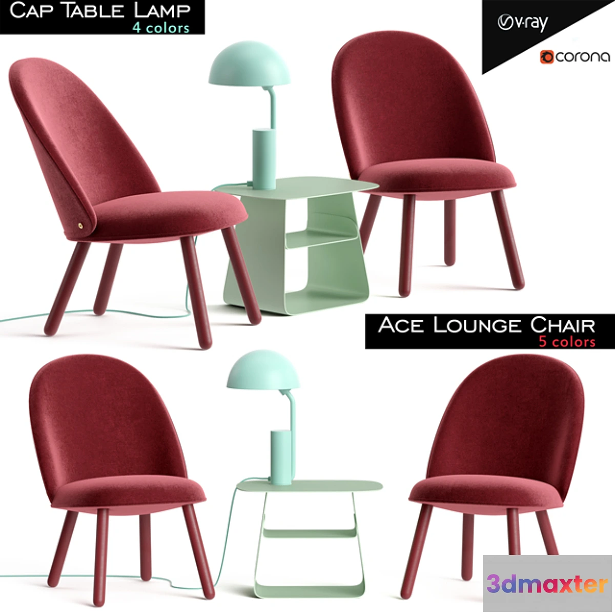1399838 - Ace Lounge Chair and Cap Table Lamp 3D Max