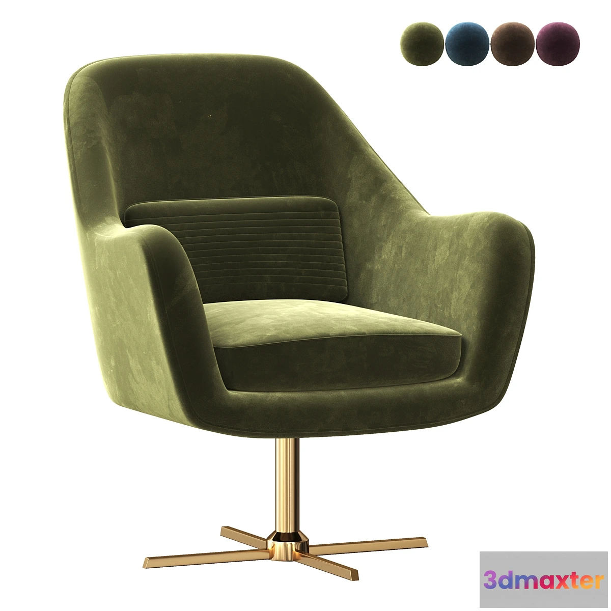 1405044 - Velvet Swivel Lounge Chair 3D Max