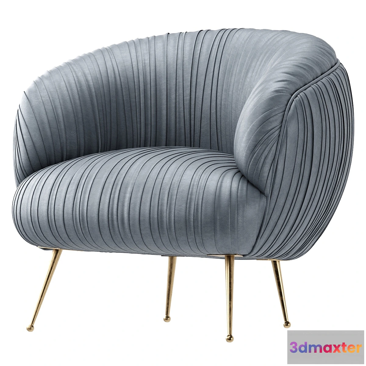1406896 - Souffle Chair in Ruched Steel Grey Leather 3D Max