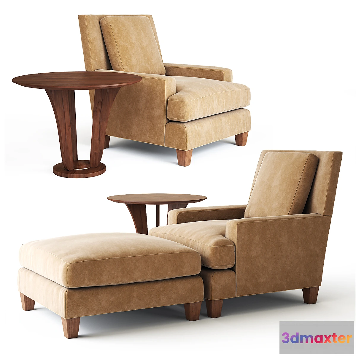 1411228 - Baker Barbara Barry Chair and Table 3D Max