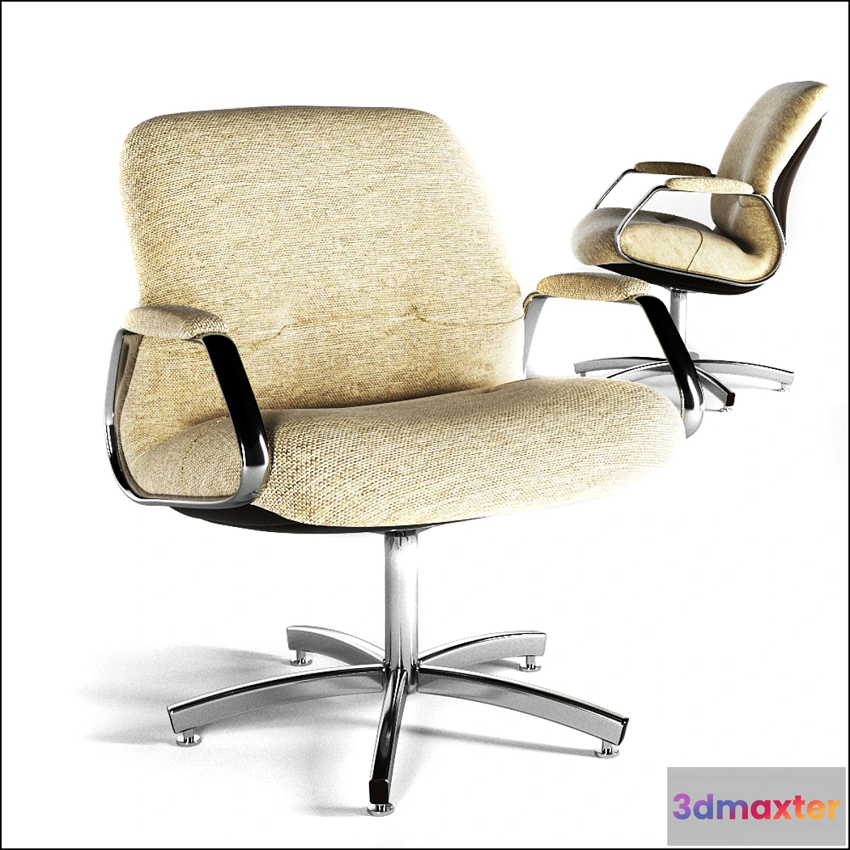 1425576 - Charles Pollock style STEELCASE Chrome 3D Max