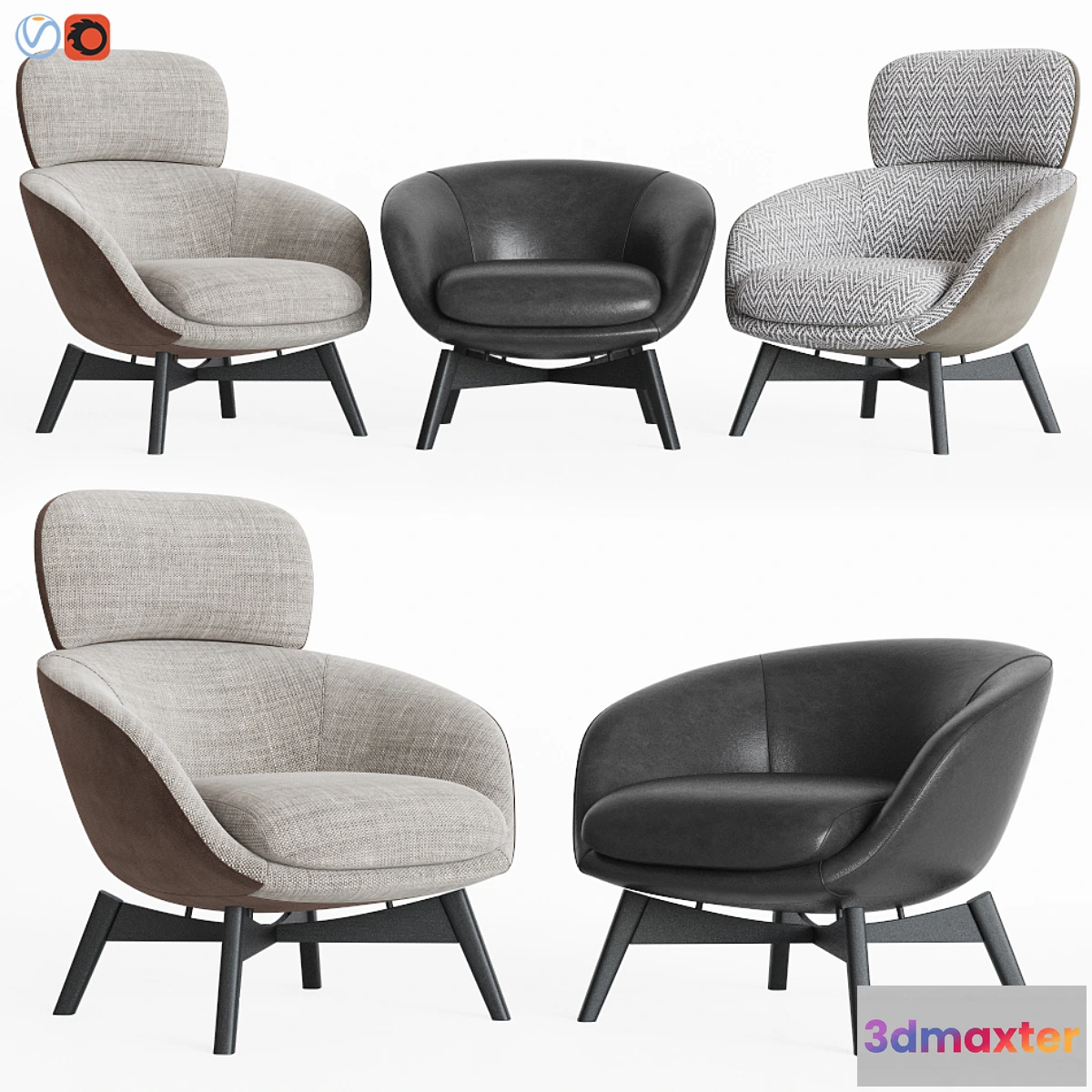 1435316 - Minotti Russell Lounge Chair Set 3D Max