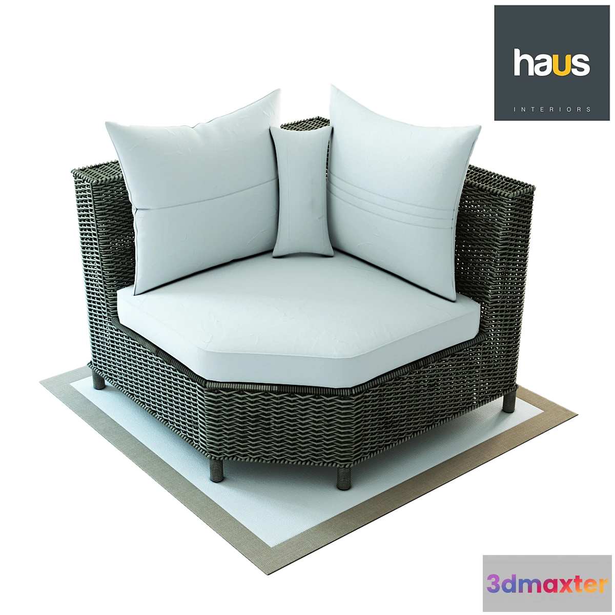 1437146 - Haus Interior Corner armchair made of woven rattan 3D Max