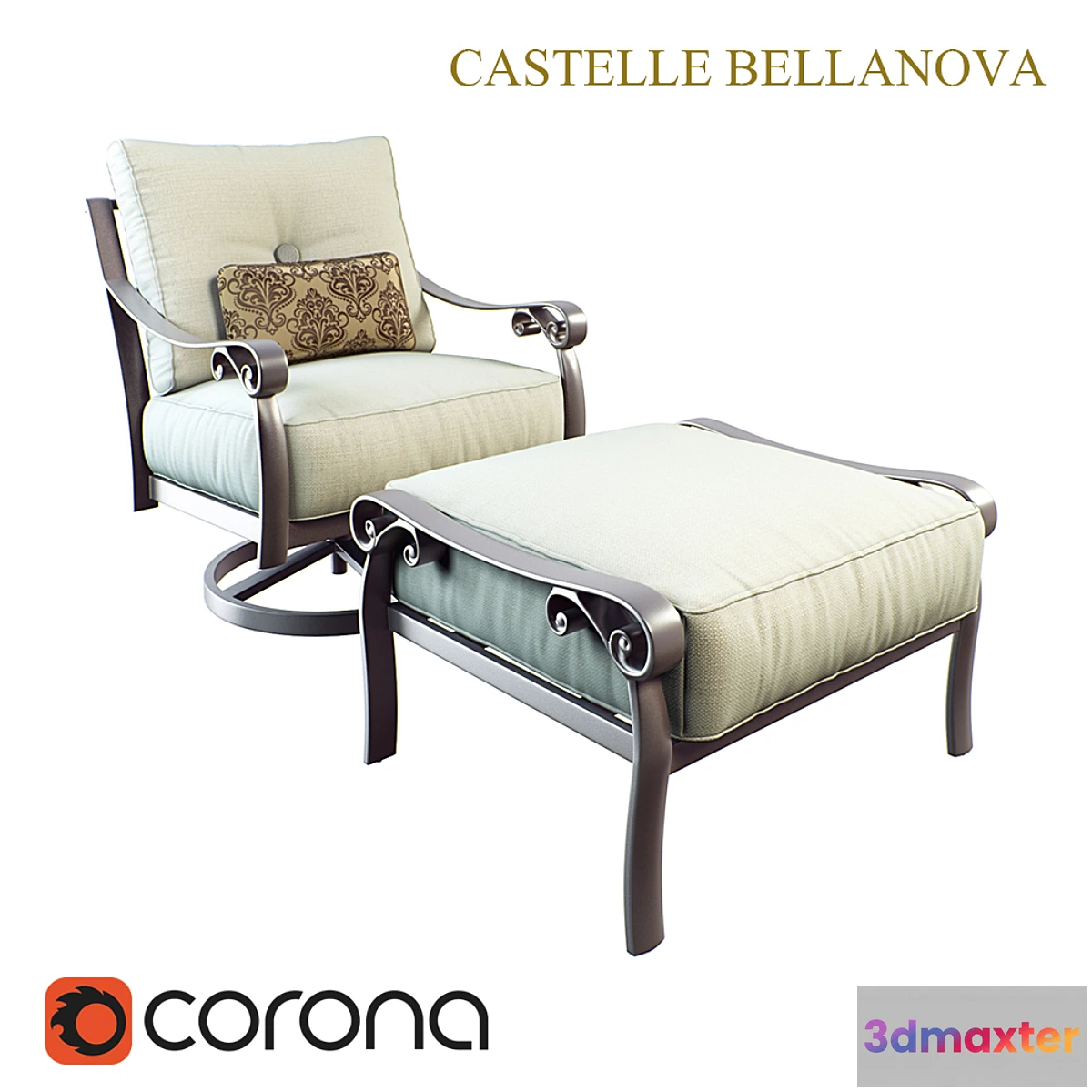 1454814 - Bellanova Cushioned Swivel Rocker_Ottoman 3D Max