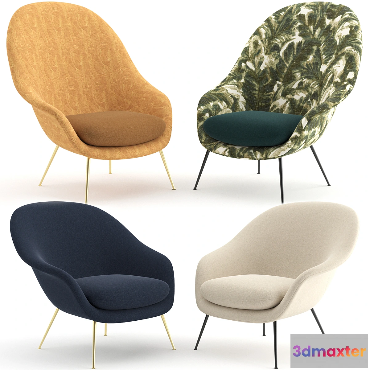 1464818 - Bat Lounge Chair - Conic base - by GUBI 3D Max