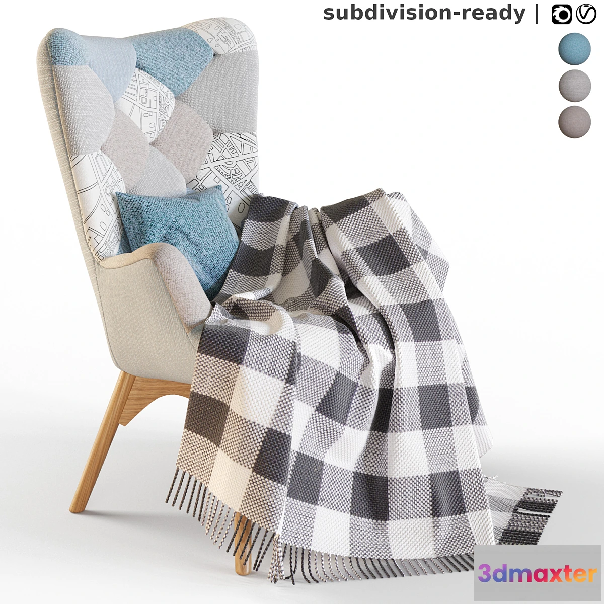 1467556 - Armchair La Forma KNUT patchwork 3D Max