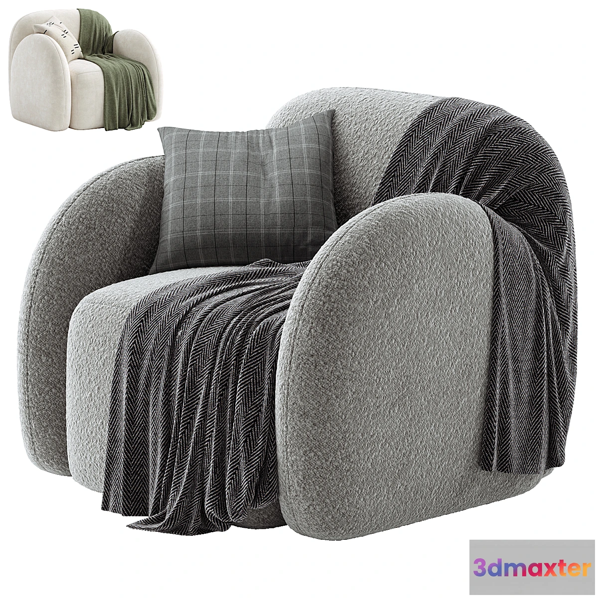 1469468 - Flair Nina Boucle Teddy Accent Chair 3D Max