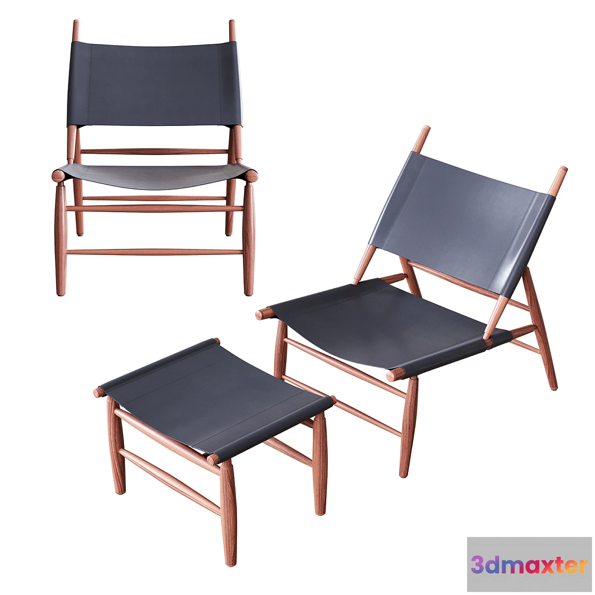 1471616 - Stellar Works - Triangle Chair & Ottoman 1952 3D Max