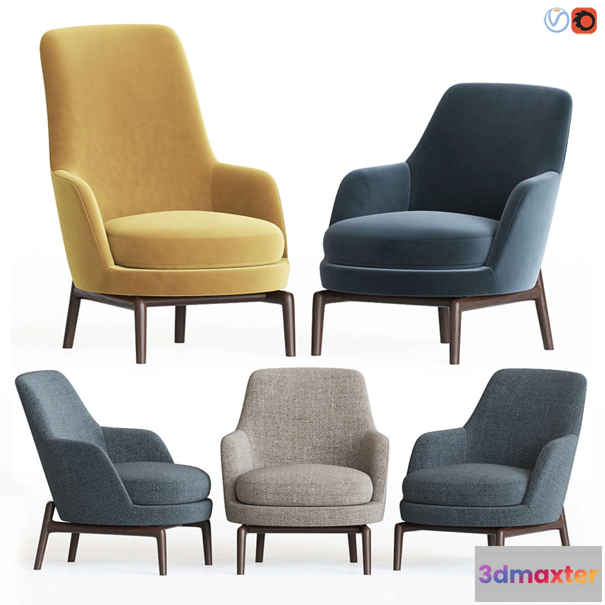 1479176 - Leda Armchair Flexform Set 3D Max