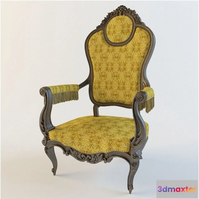 1568162 - Armchair wood fabric rococo 3D Max