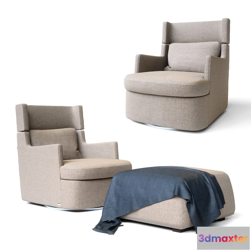 1612246 - furniture - CTS armchair and poof 3D Max