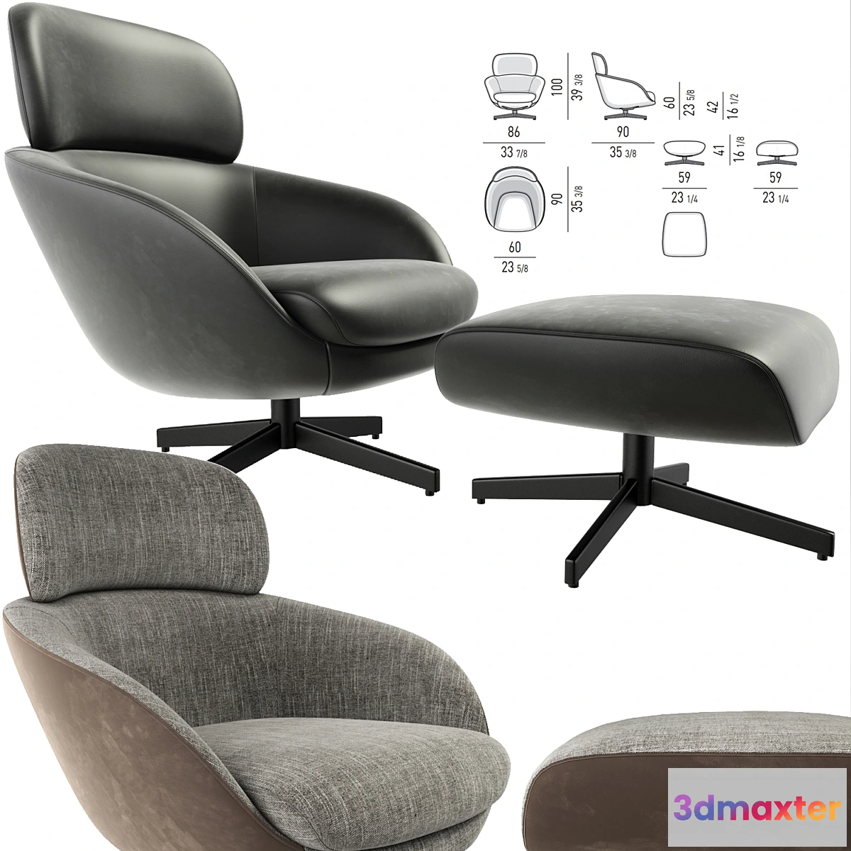 551525 - Minotti Russell Arm Chair With Puff