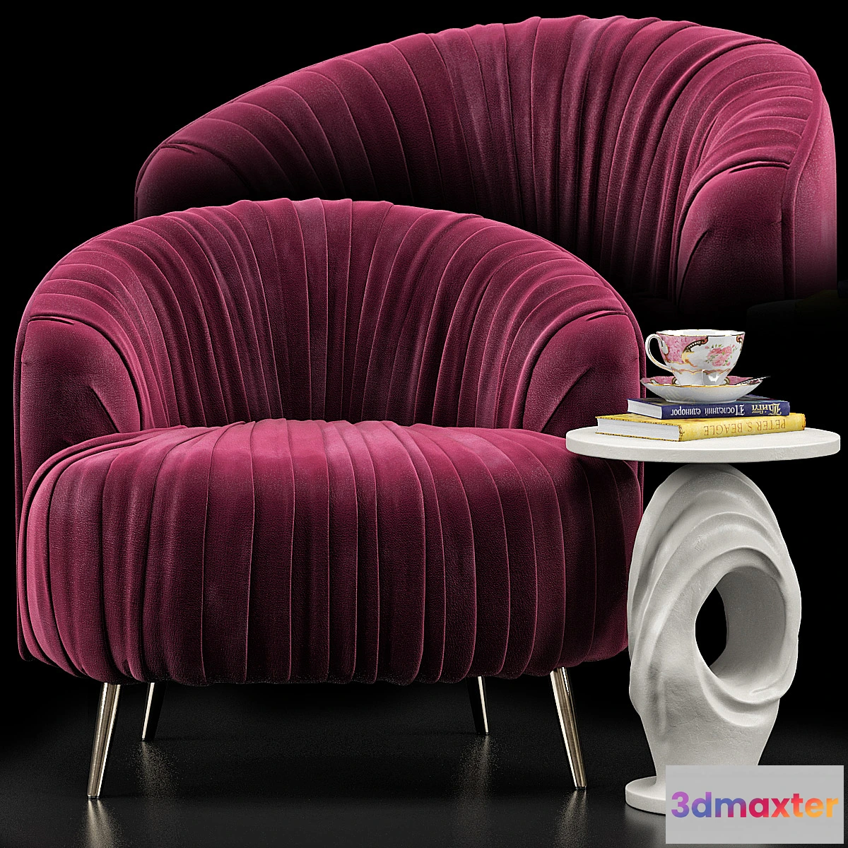 551535 - Opal Accent Chair Papier Mache Wave Side Table