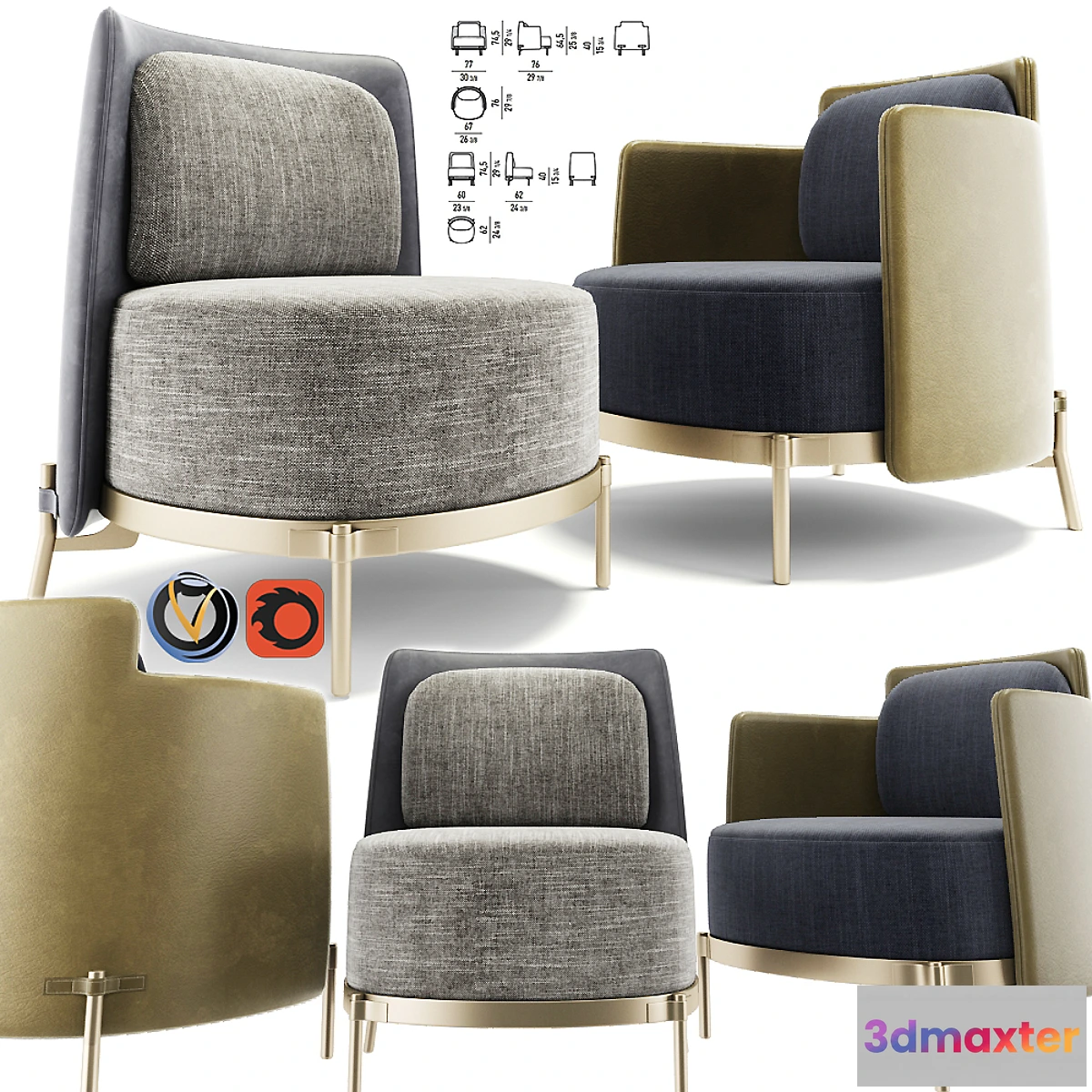 551981 - Minotti Tape Armchair Set