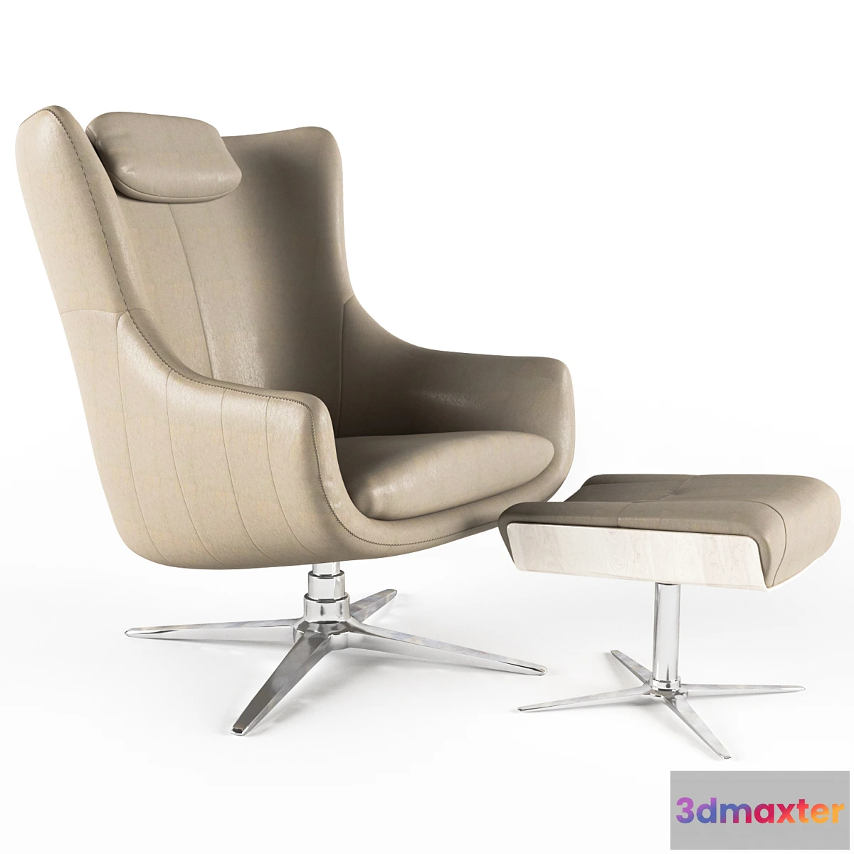 583254 - LEATHER ARMCHAIR WITH OTOMAN