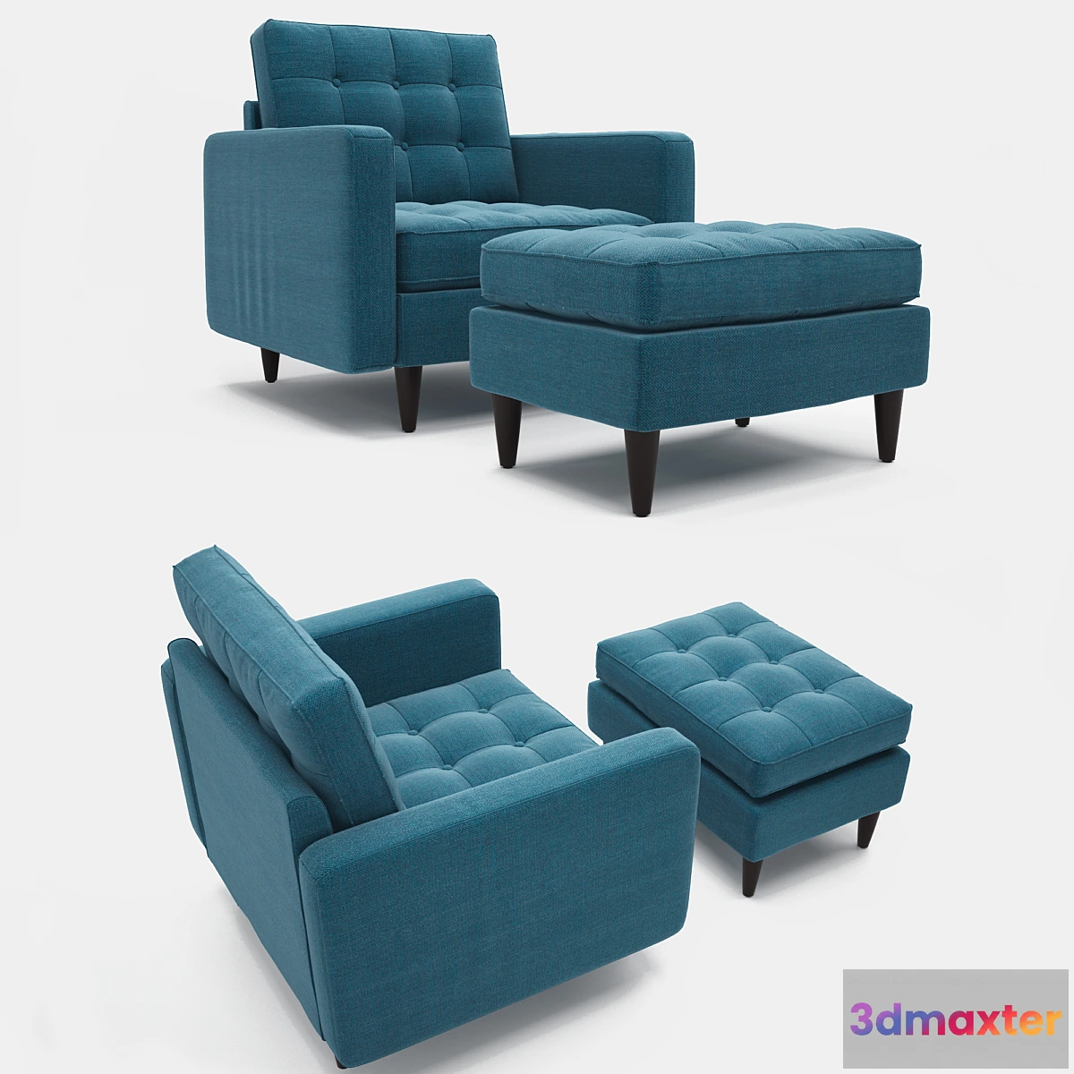 583684 - Empress Upholstered armchair and ottoma in Azure