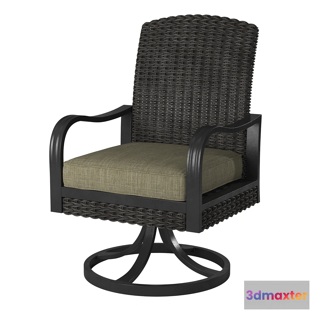595297 - Rotary Metal Leg Swing Rattan Arm Chair