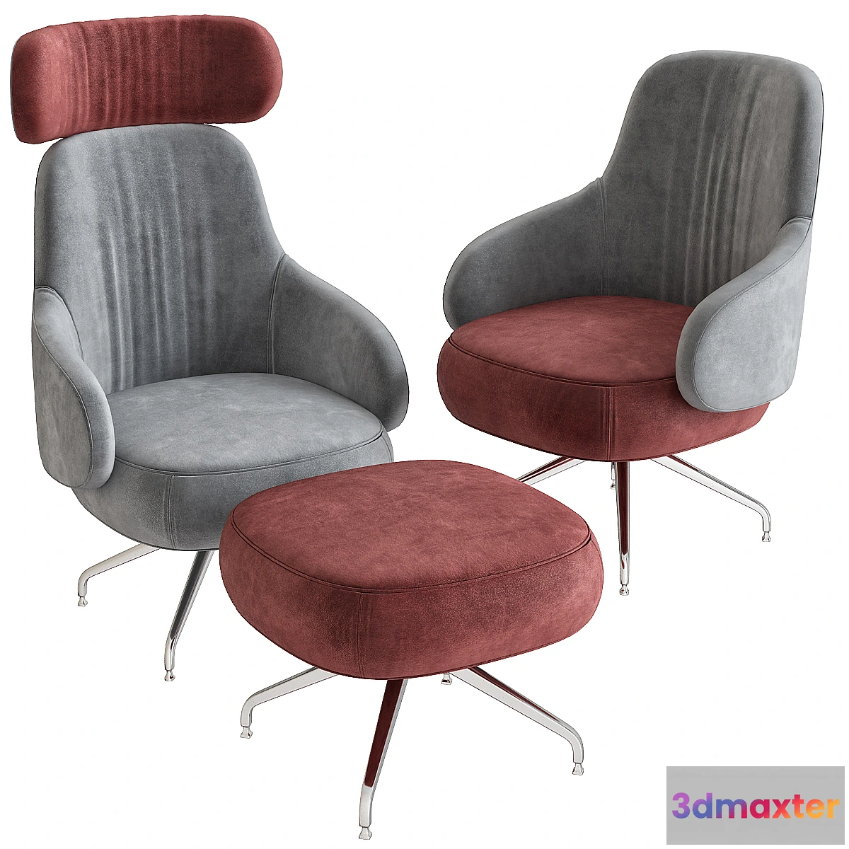 597249 - Pillo Low Back Easy Chair With Aluminum Base by Swedese