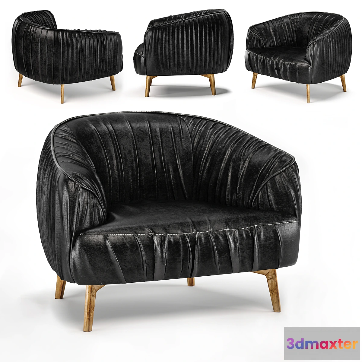 597613 - Wrinkled leather sofa black