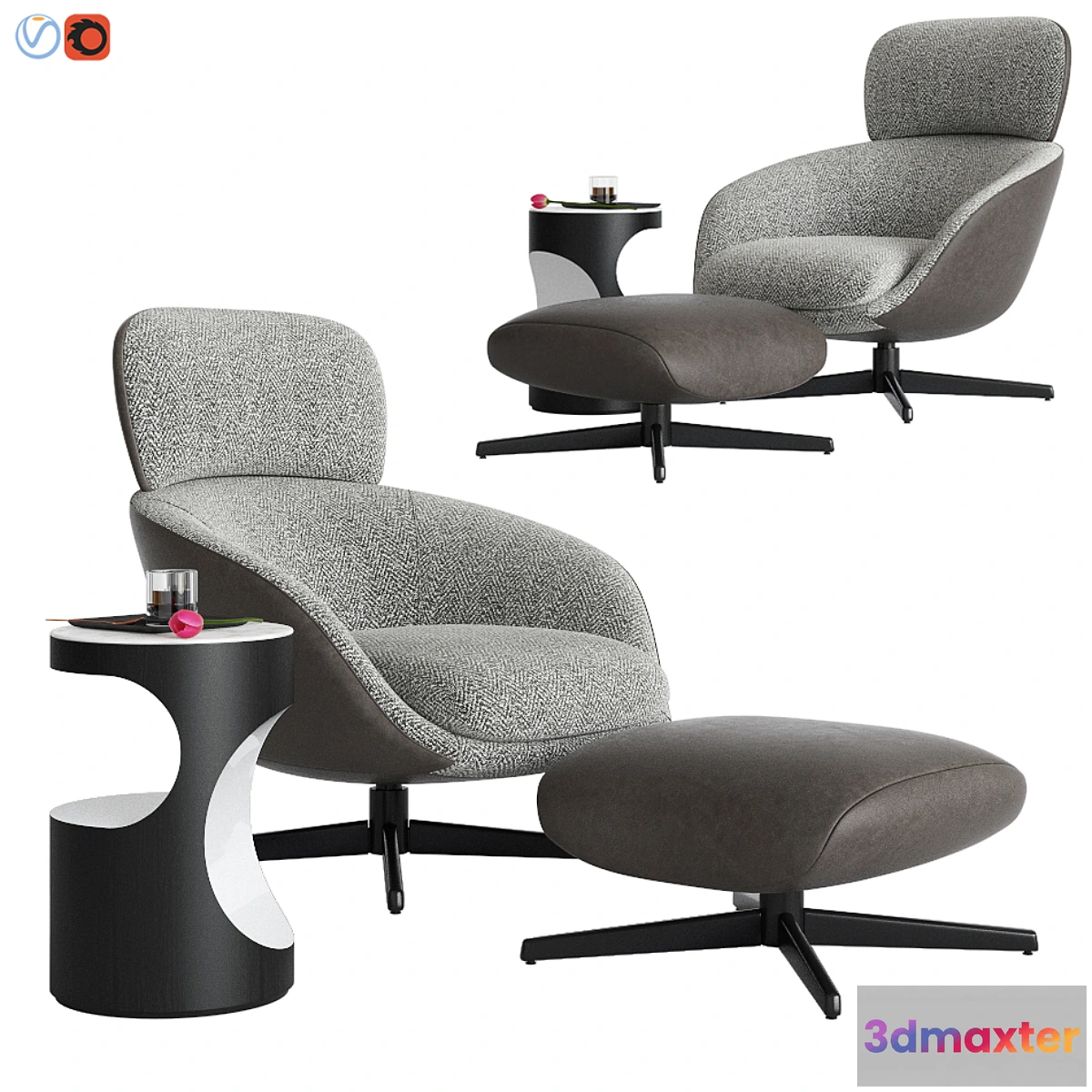 598889 - Minotti Russell Arm Chair & Ottoman