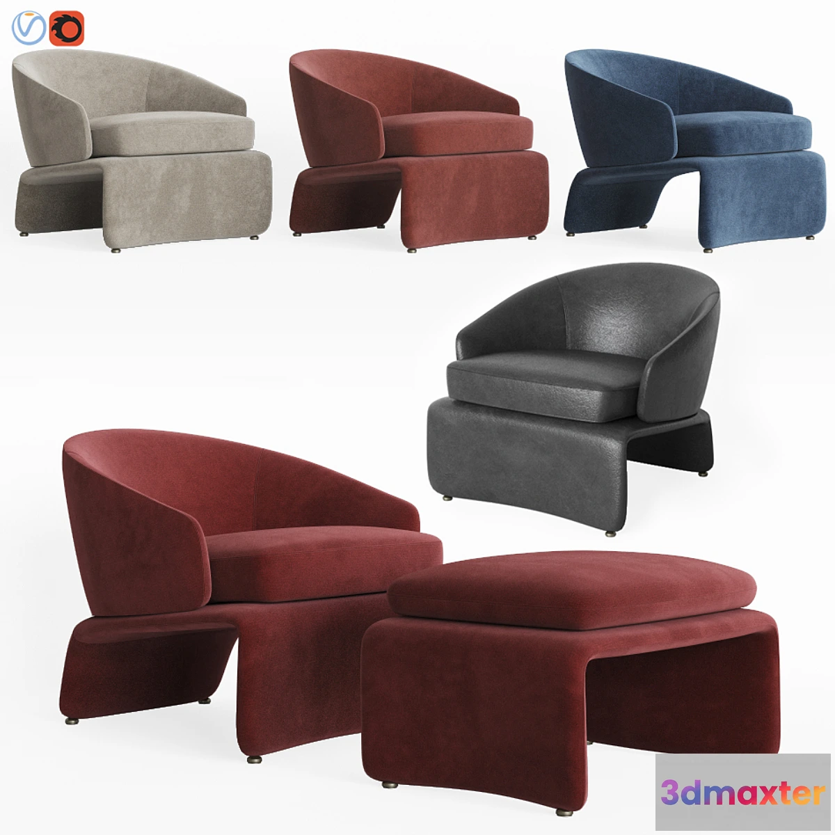 598989 - Halley Armchair & Ottoman Set Minotti