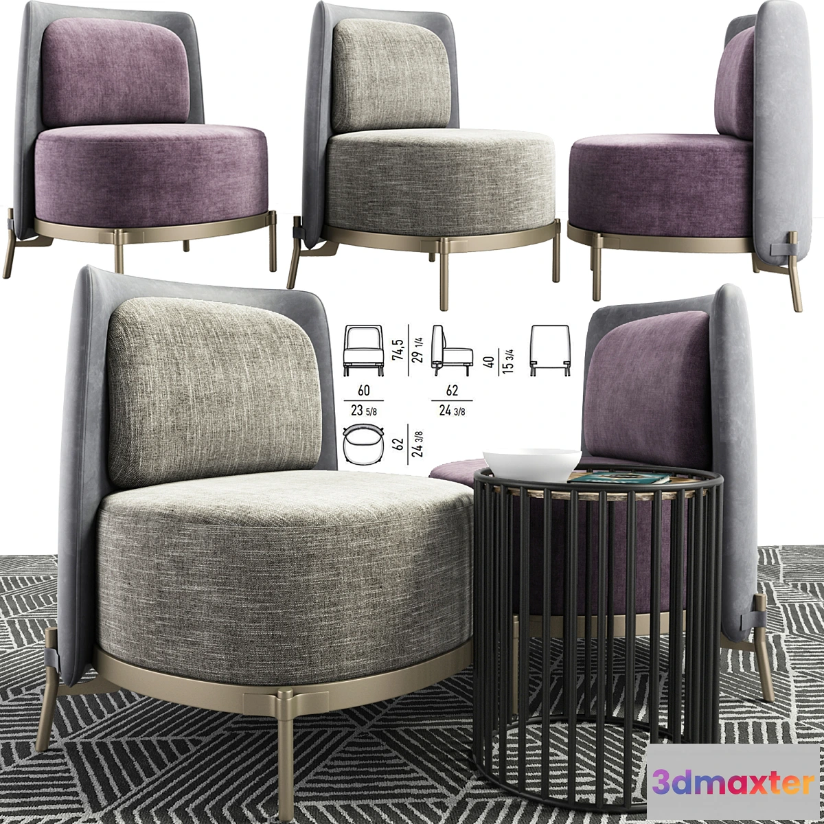 623493 - Minotti Tape Armless Chair With Table