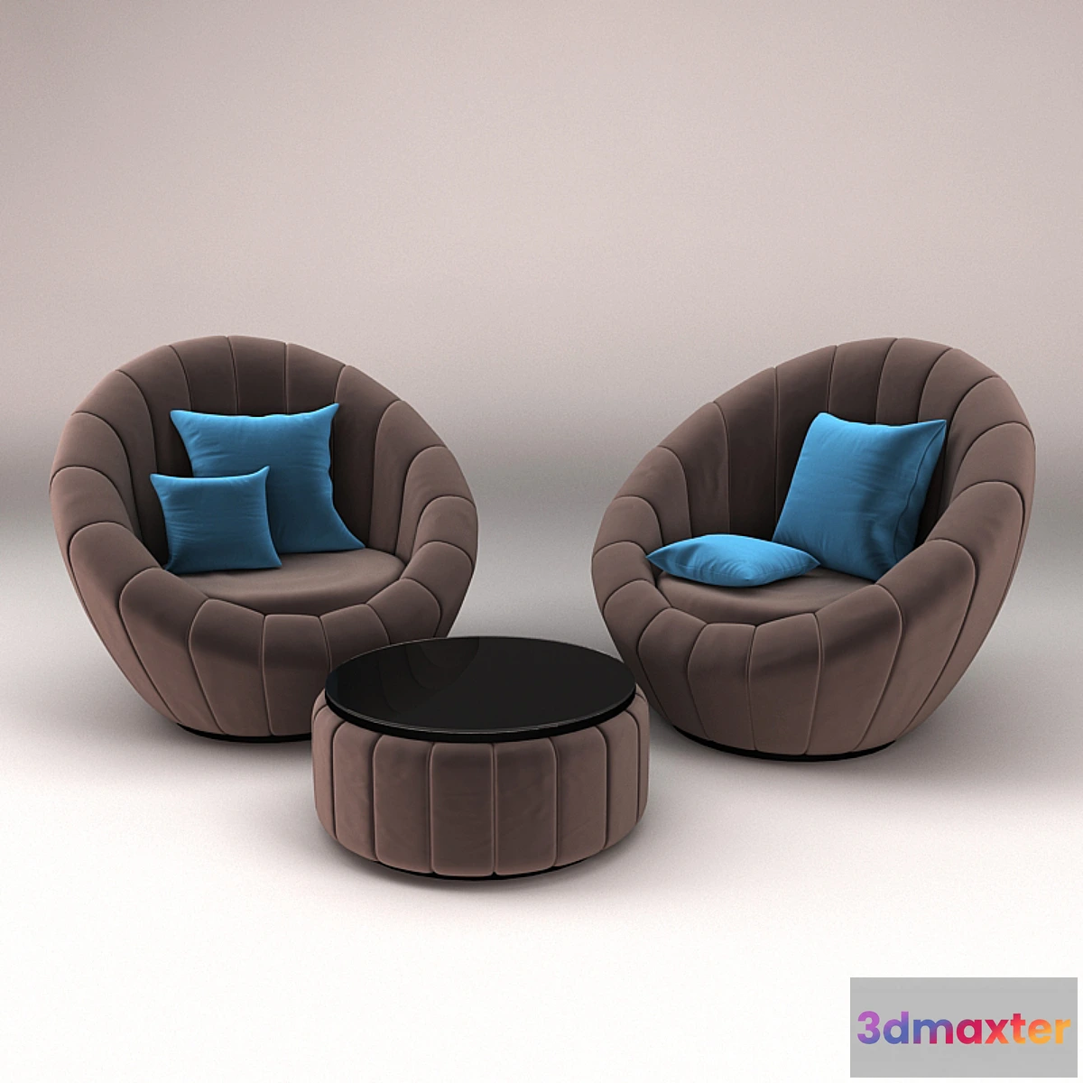 642895 - Rounded Armchair With Coffee Table