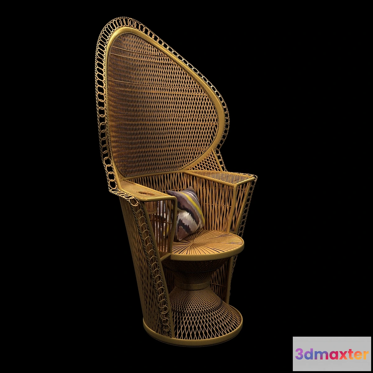 645431 - Wicker Rattan Fan Back Peacock Chair - Vintage