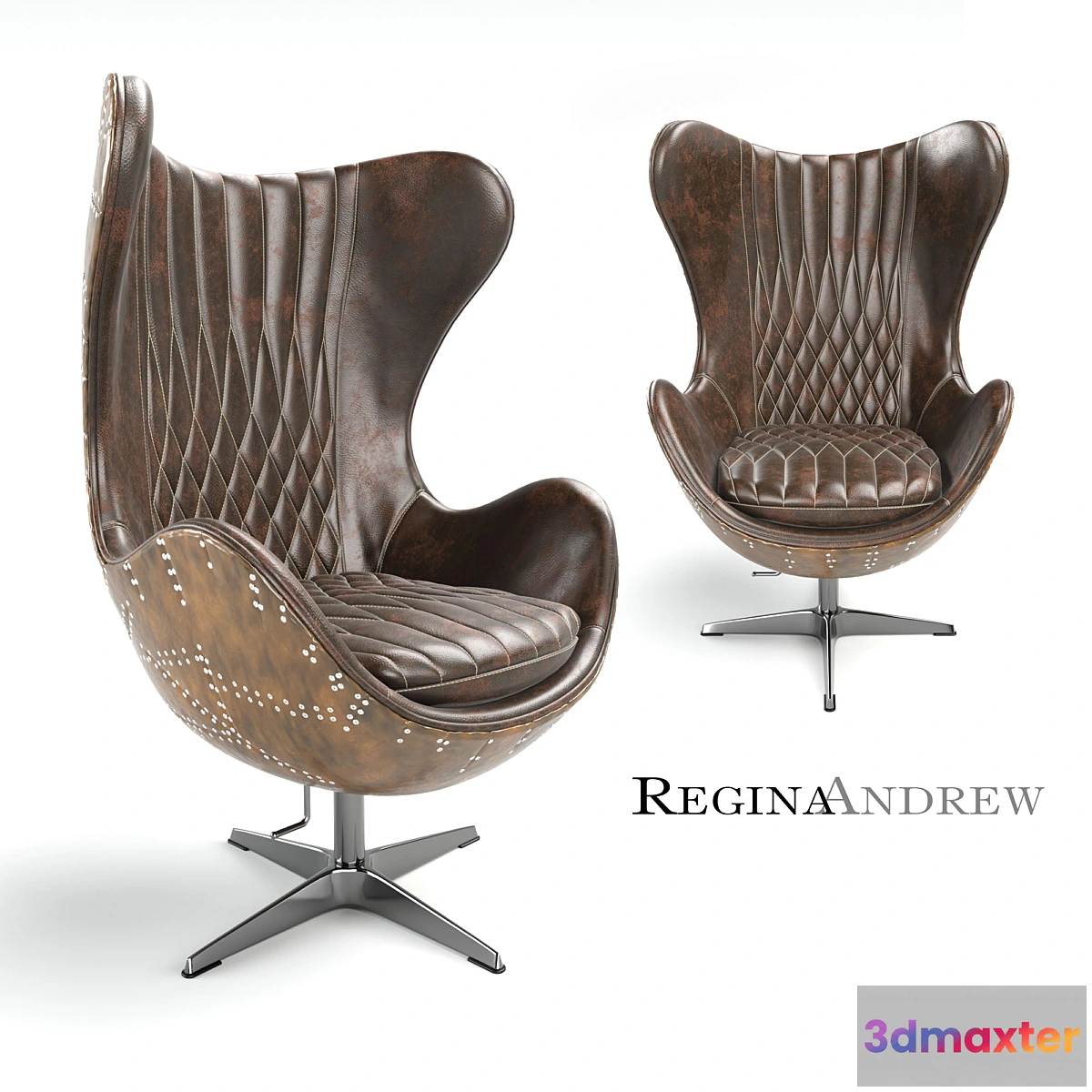 671741 - Regina Andrew Home Java Leather and Brass Egg Chair
