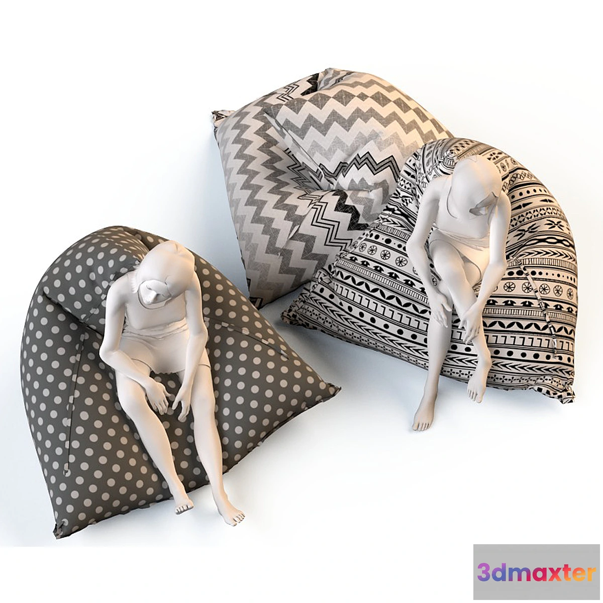 672707 - Triangular chair cushions with mannequins