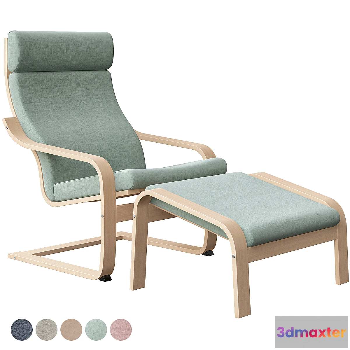 690488 - Poäng Chair with Stool Ikea