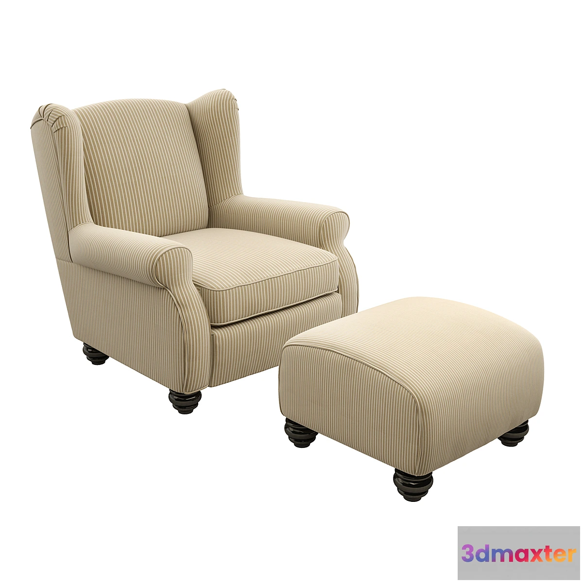 690740 - Brougham Wingback Chairand Ottoman