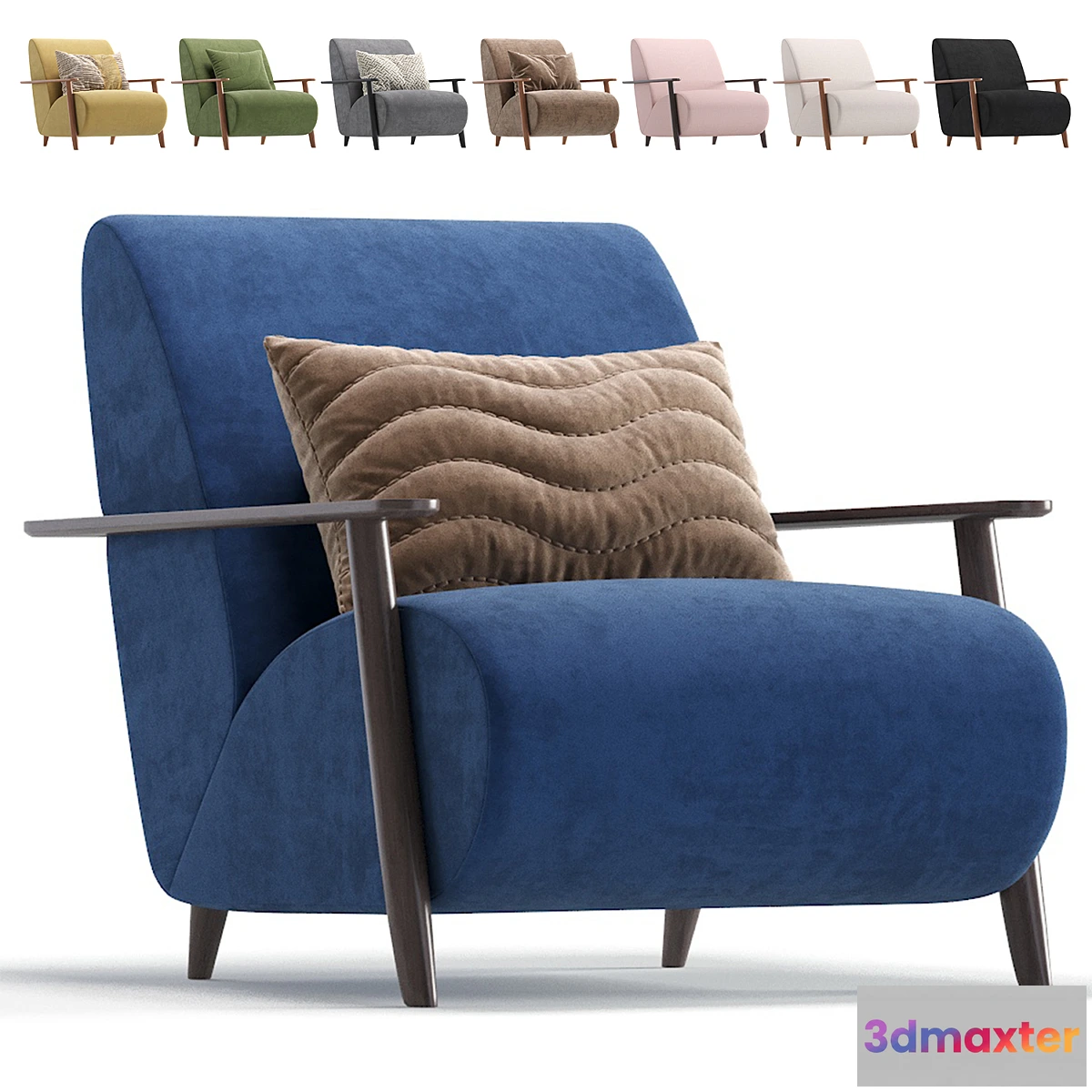 757561 - Armchair Marthan Beige Velvet By Barcelona Design 8 Colors Version - No.2