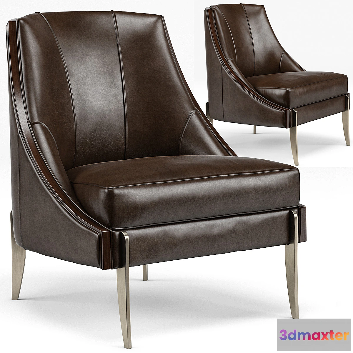 807820 - Keene Modern Classic Espresso Brown Leather Bronze Arm Chair - No.3