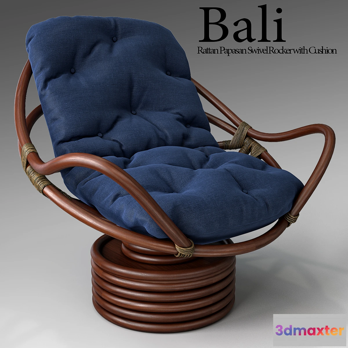 893946 - Bali Rattan Papasan Swivel Rocker with Cushion - No.2