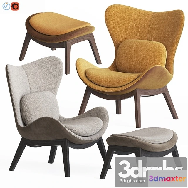 933992 - Calligaris Lazy Armchair Pouf Set