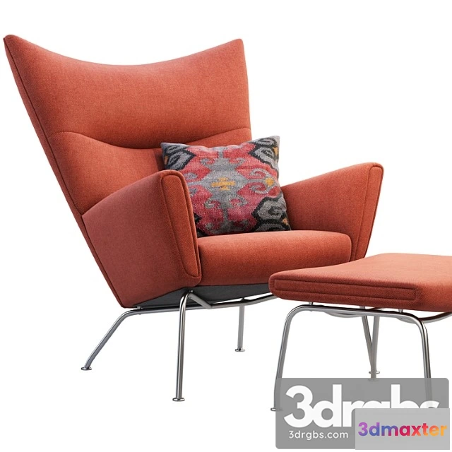 934212 - Ch445 Wing Chair And Ottoman