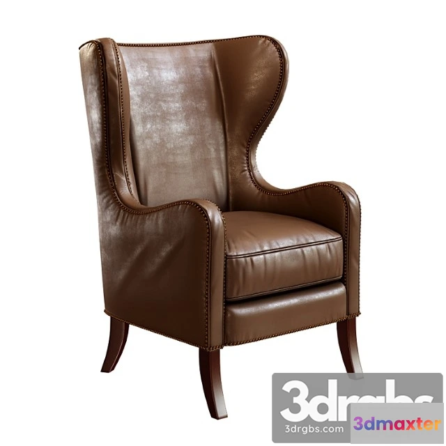 934920 - Dempsey wingback chair bourbon leather