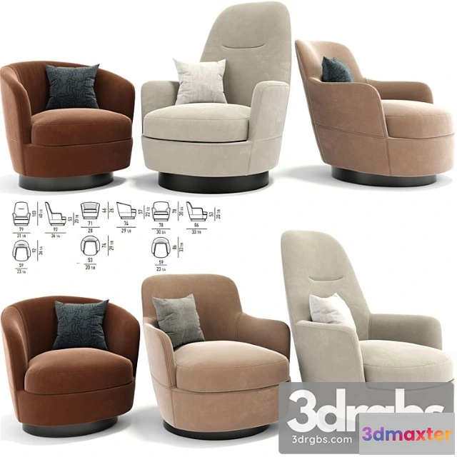 937304 - Minotti jacques armchair set