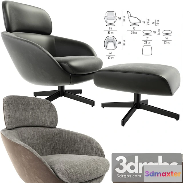 937400 - Minotti Russell Arm Chair With Puff