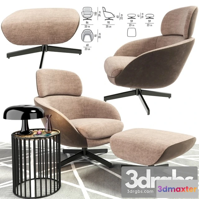 937406 - Minotti Russell Head Arm Chair With Coffee Table