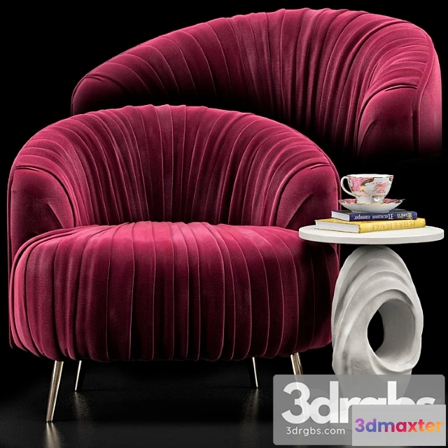 937840 - Opal Accent Chair Papier Mache Wave Side Table