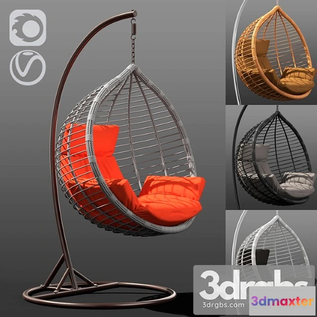 939204 - Suspended Wicker Chair Rocking Acapulco in 4 Colors