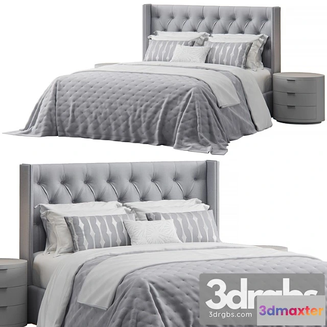 1027496 - Queen tufted wing headboard bed