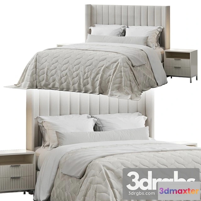 1027500 - Qween wingback striped headboard bed