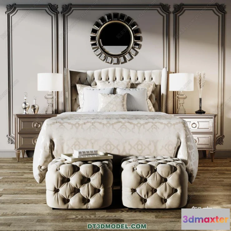 1107284 - Double Bed 3D Models - 0107