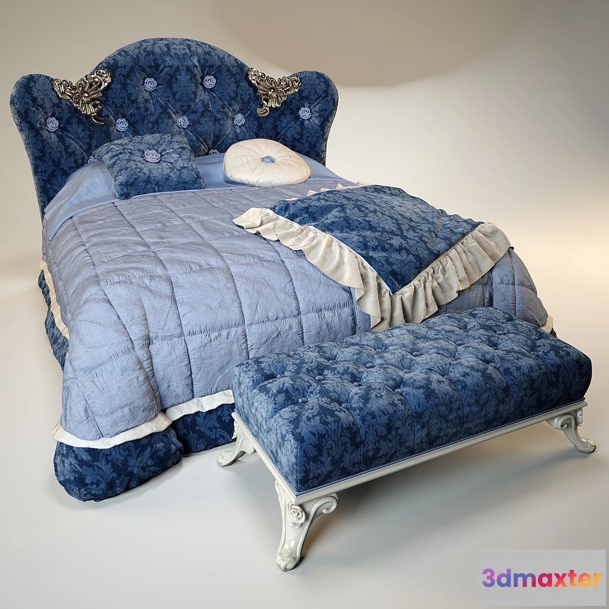 1279348 - Bed VOLPI Mafalda With Ottoman 3D Max