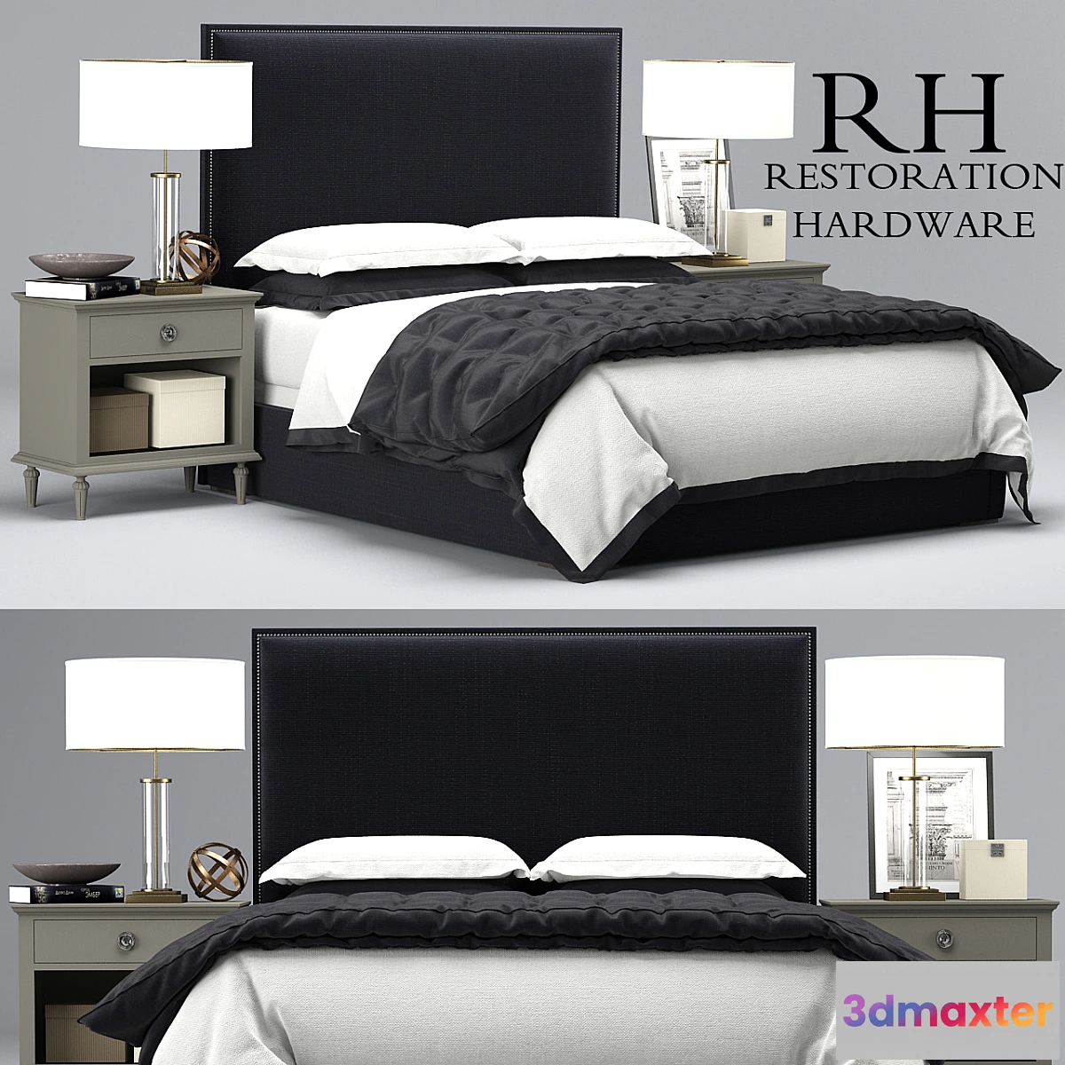 1285912 - Restoration Hardware Lawson Non-Tufted bed 3D Max