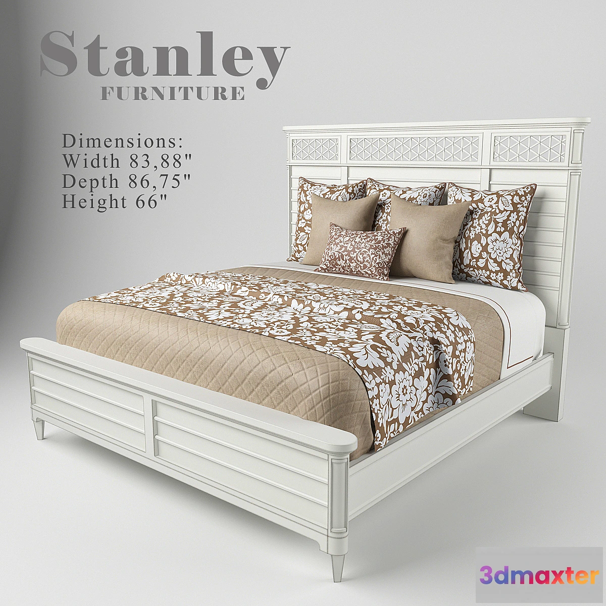 1290423 - Wood Panel Bed in Parchment 451-23-40 3D Max