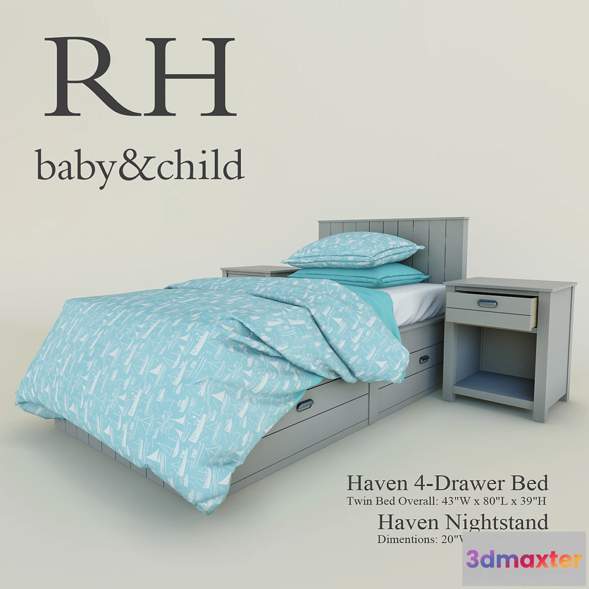 1290927 - Haven 4-Drawer Bed 3D Max